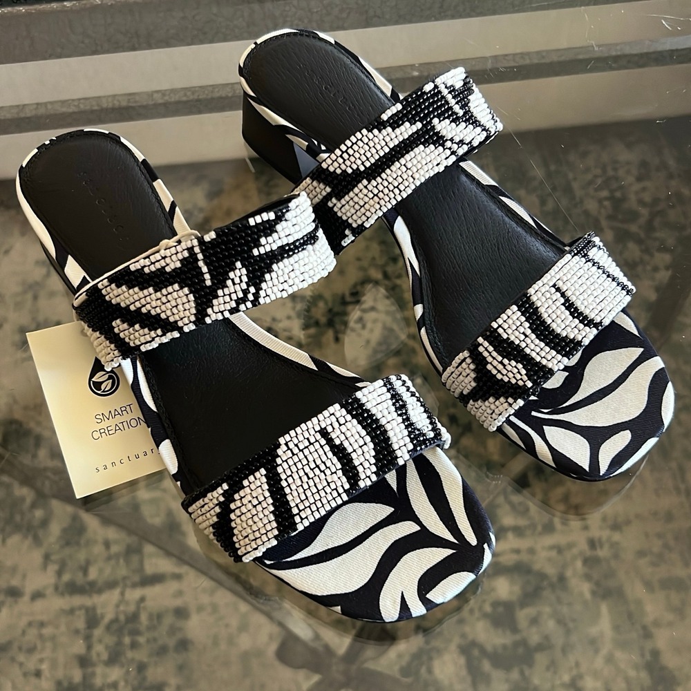 Sanctuary‎ Women's Size 8 Black Faux Leather Slide Sandals